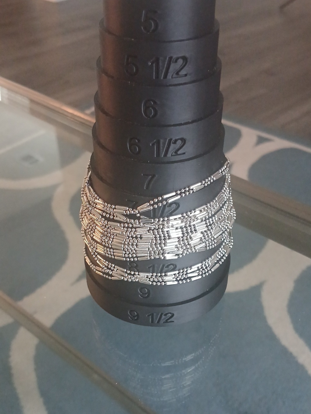 Silver Multi-Strand Beaded Bracelet